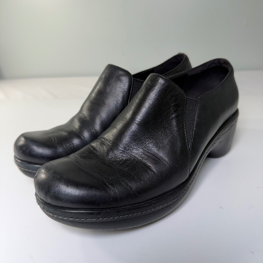 Ecco Black Leather Slip On Wedge Comfort Loafers Shoes EU 37 US 6-6.5